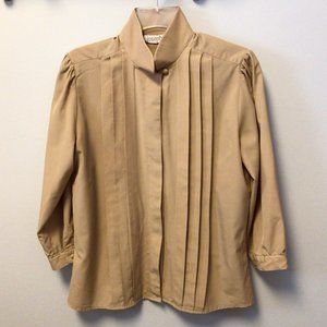 Josephine - Tan pleated front blouse